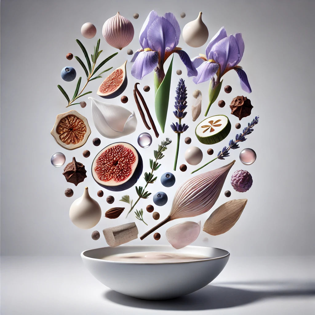 Notes of Ombre Mystique Lavender, Iris, Fig, Cardamom, Juniper Sandalwood  Oud Vanilla Cashmeran.